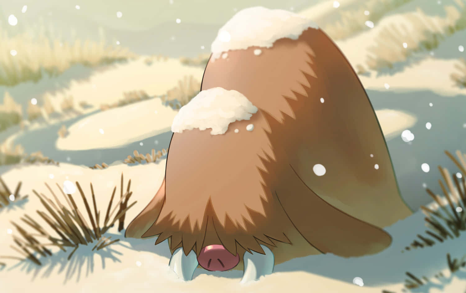 Download Piloswine Covered In Snow Winter Wallpaper