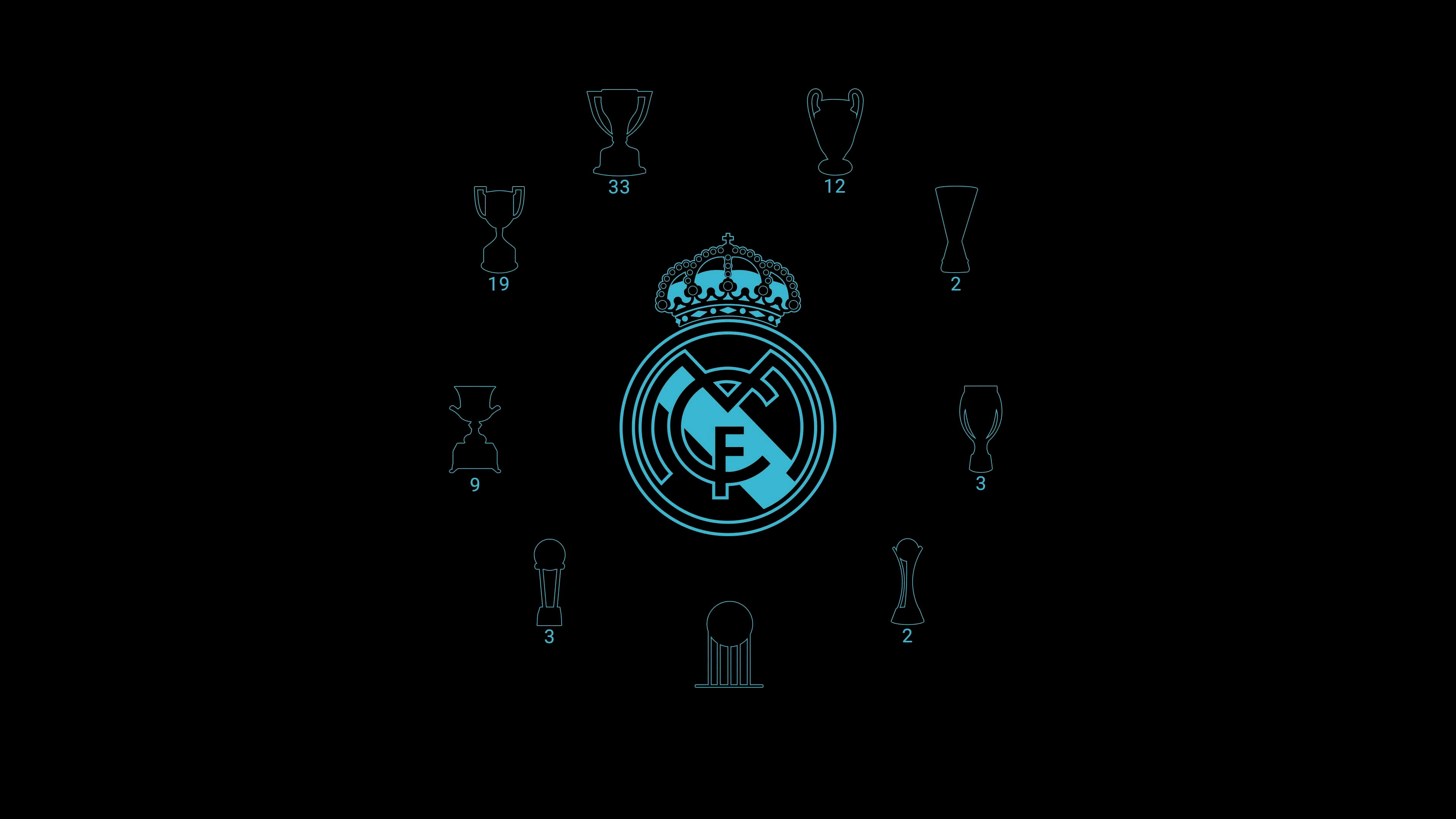 Real Madrid CF Wallpaper 4K, Black background, Minimalist