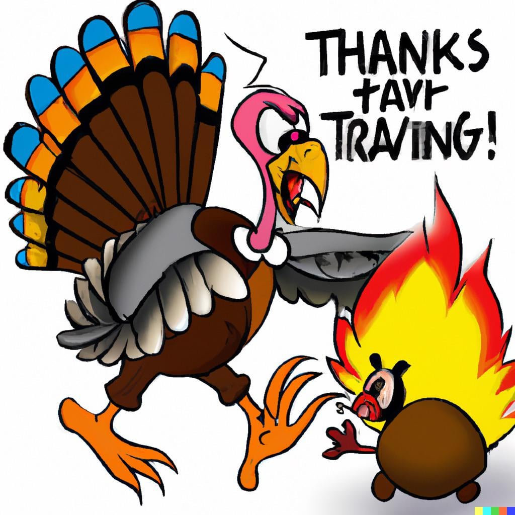 Revenge of the Thanksgiving turkey cartoons each image gets a little weirder