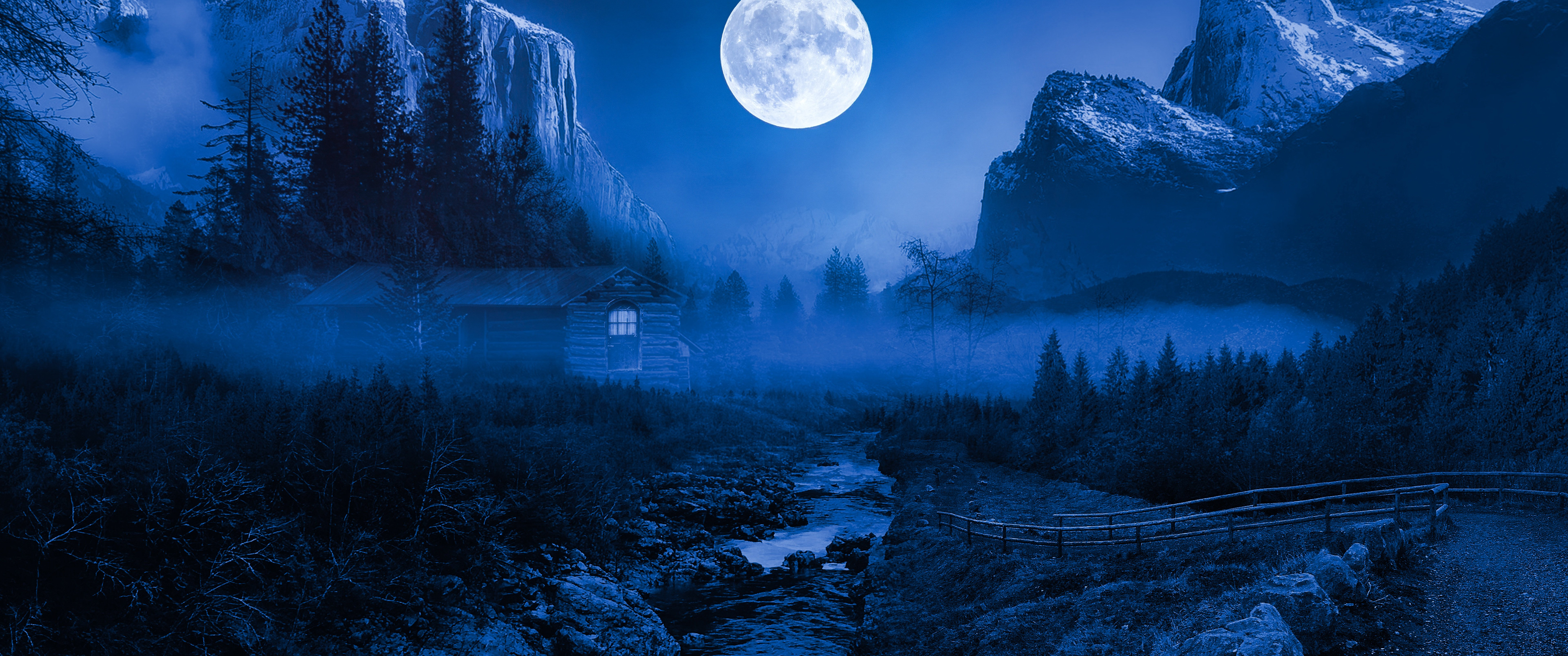Download Scenery, Night, Moon, Stars, Nature Wallpaper in 3440x1440 Resolution