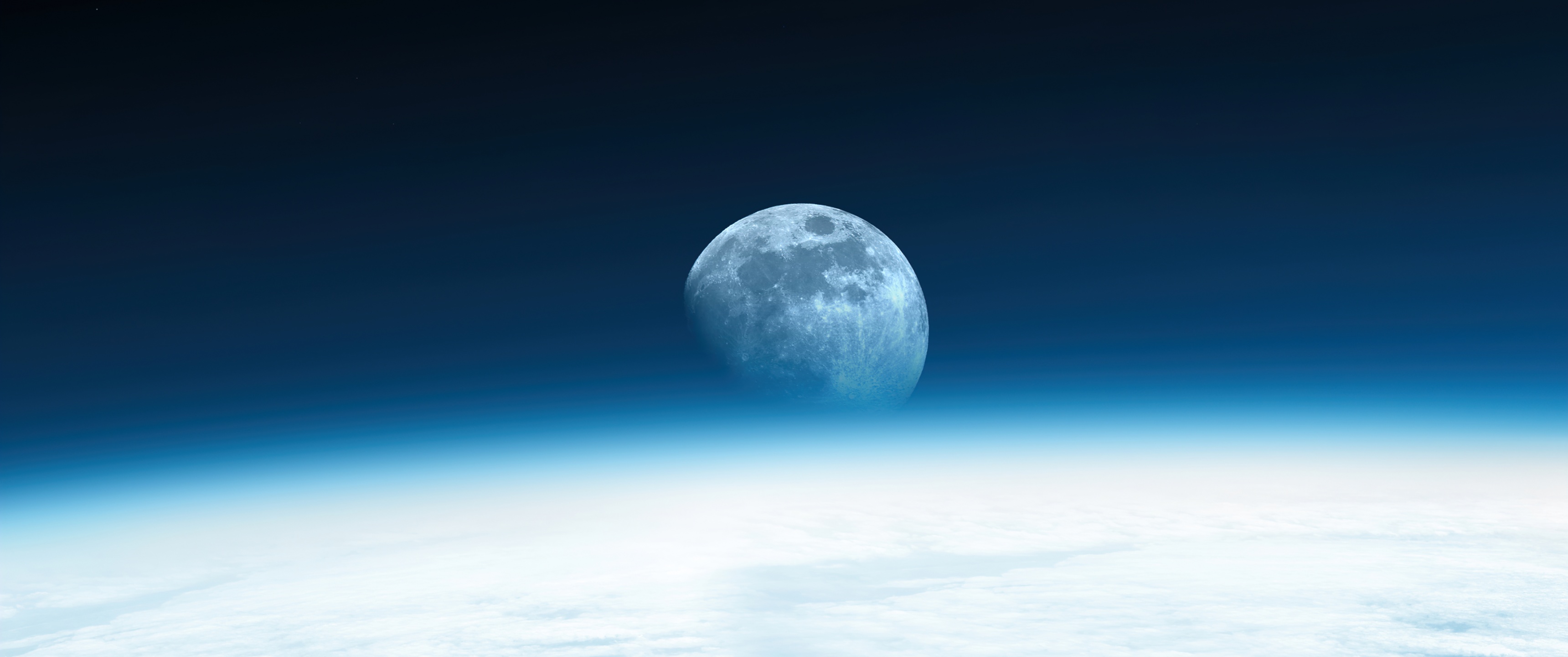 Moon Wallpaper 4K, Horizon, Earth