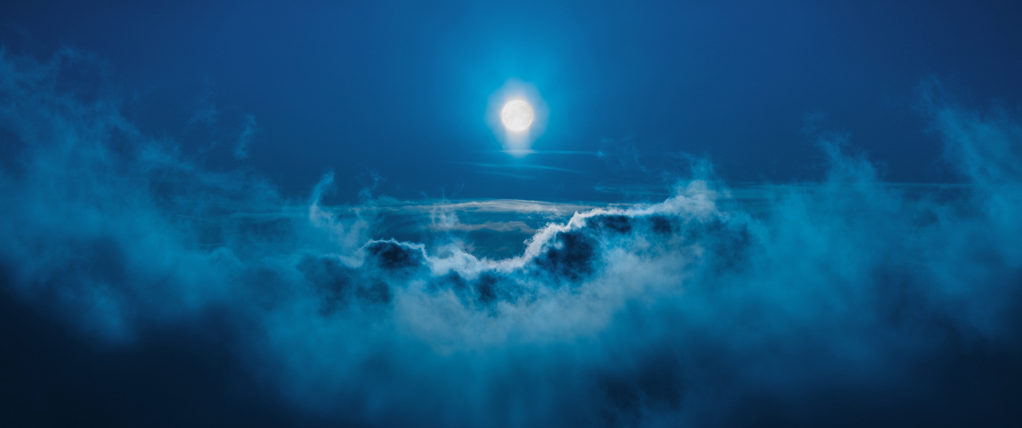 Moon Wallpaper 4K, Above clouds, Night, Cold