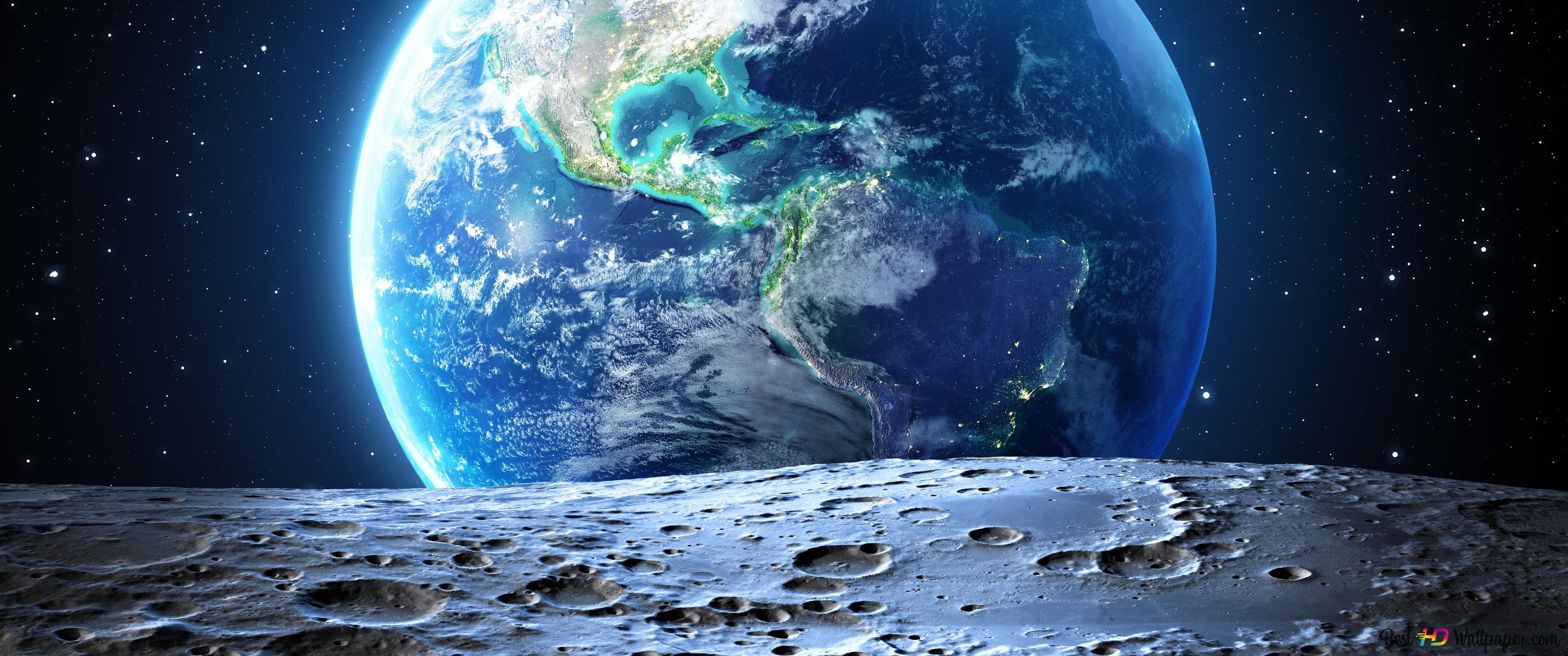 Earth view from the moon 4K wallpaper download