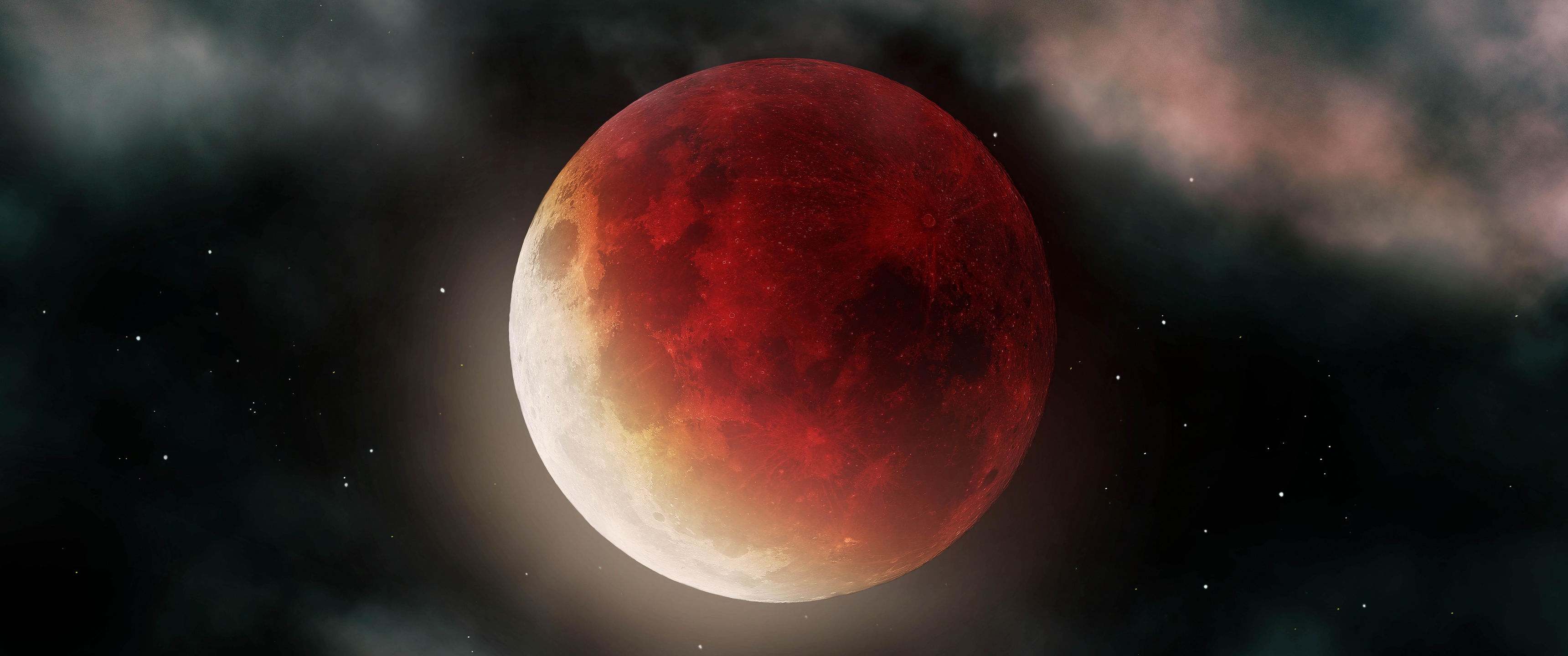 Blood Moon Wallpaper 4K, Clouds, Dark, Night, 5K