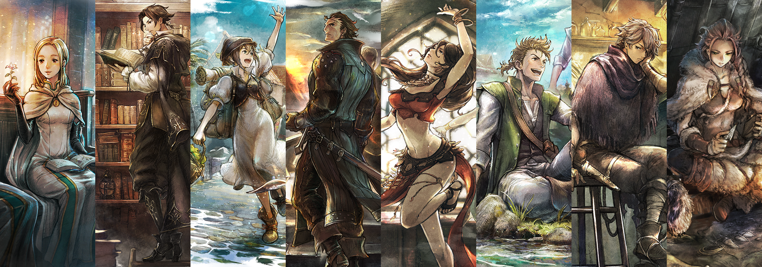 Octopath Traveler 0: Infos on the remaining Travelers + New splash art for OT1 and CotC Characters