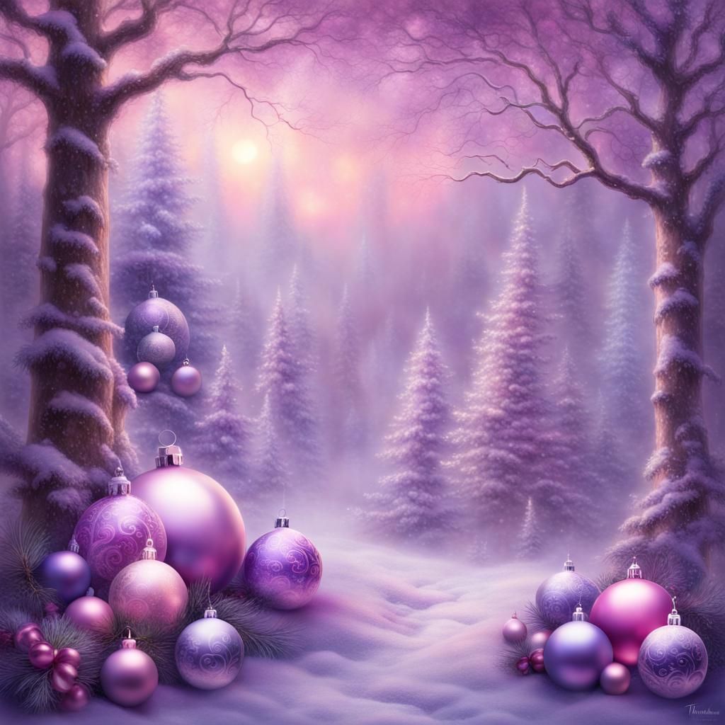 Ethereal Christmas Background with Purple and Pink