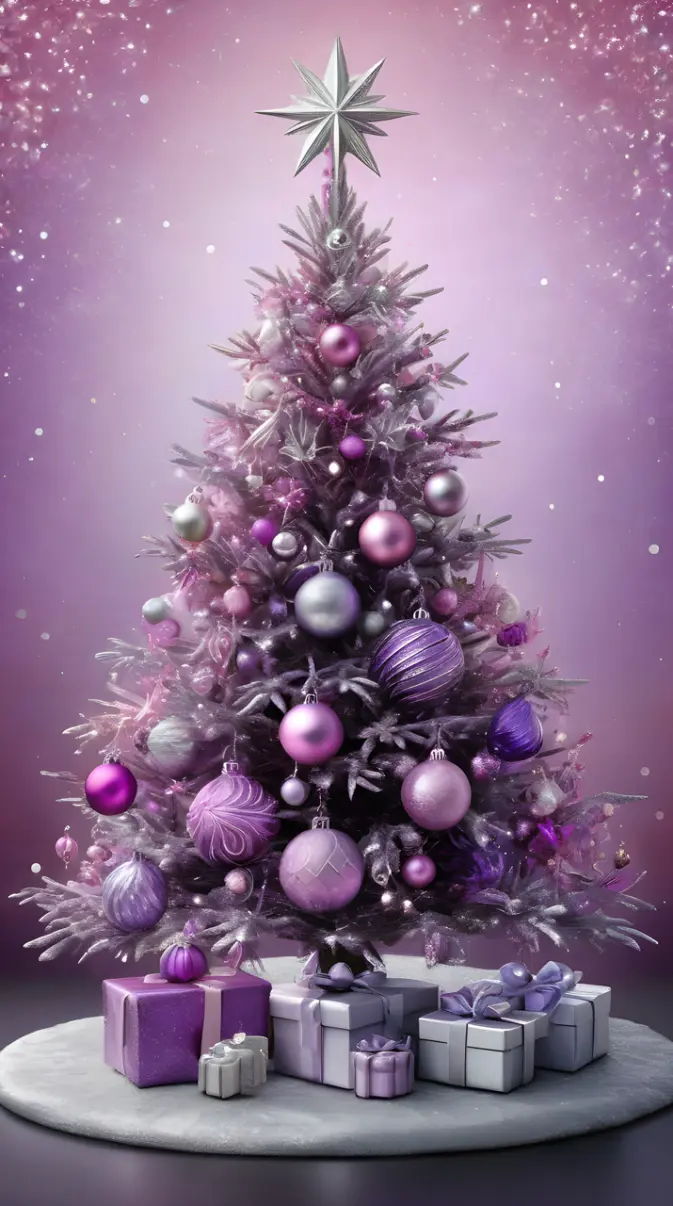 Christmas tree pink purple wallpaper