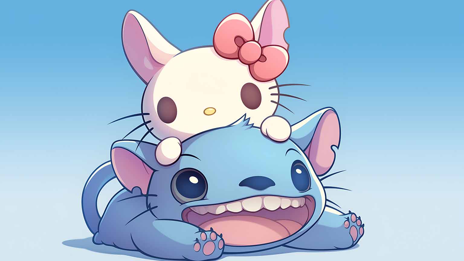 Free Stitch Hello Kitty Best Friends Desktop Wallpaper 4K