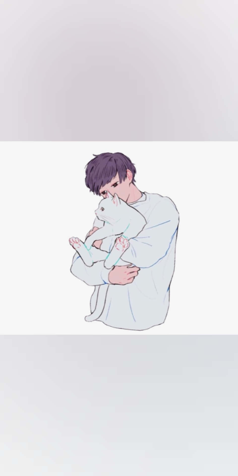 Download Anime Boy Cuddling Cat Aesthetic Wallpaper