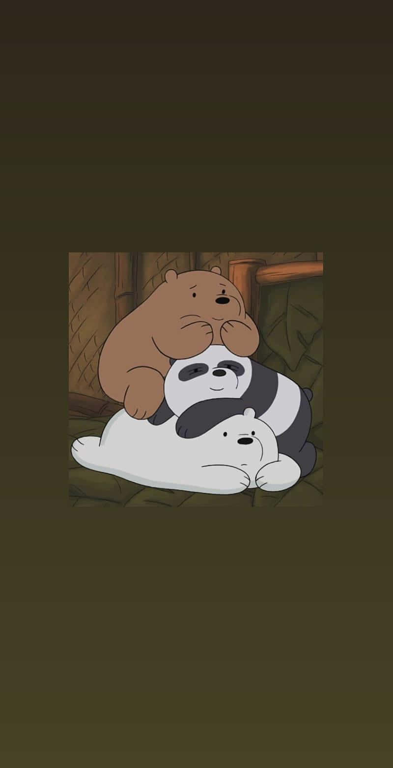 Download Cuddling_ Cartoon_ Bears_ Wallpaper