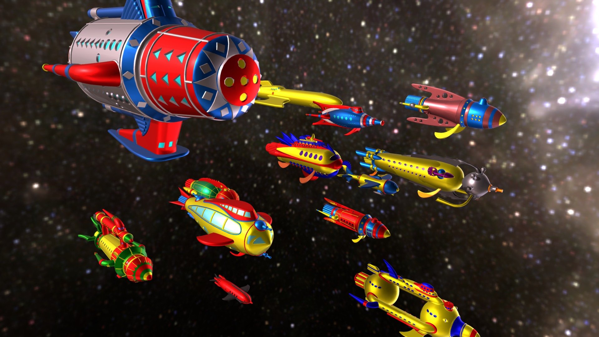 Buck Rogers Rocket Fleet Free 3D Model By Binkley Spacetrucker [4ef86b2]