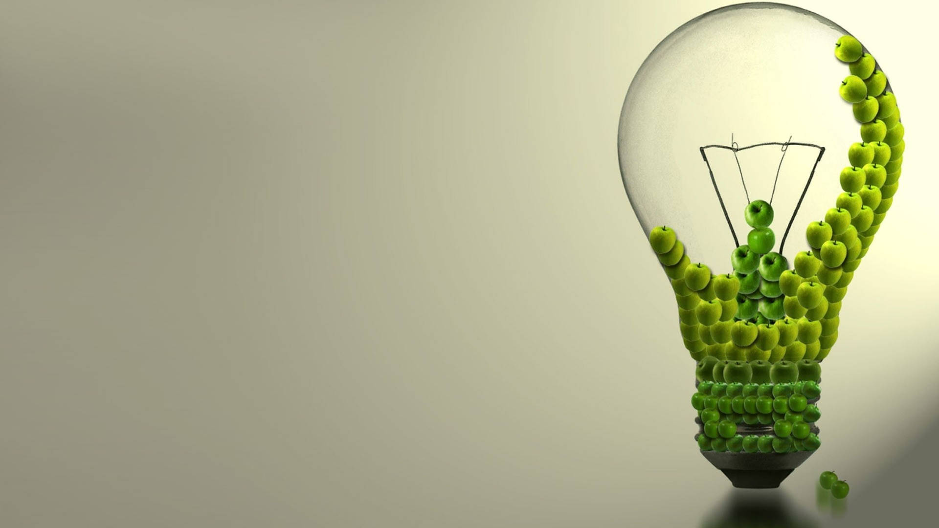 Download Green Apple Electricity Bulb Wallpaper