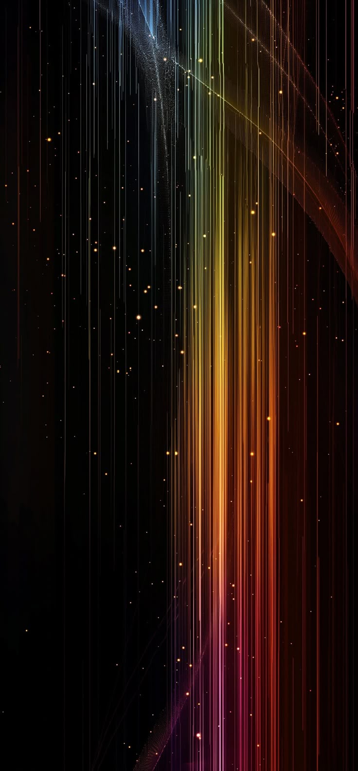 Phone Wallpaper Vibrant Spectrum Abstract Art, Energy Saving Black OLED Background, Eco Friendly Digital Download