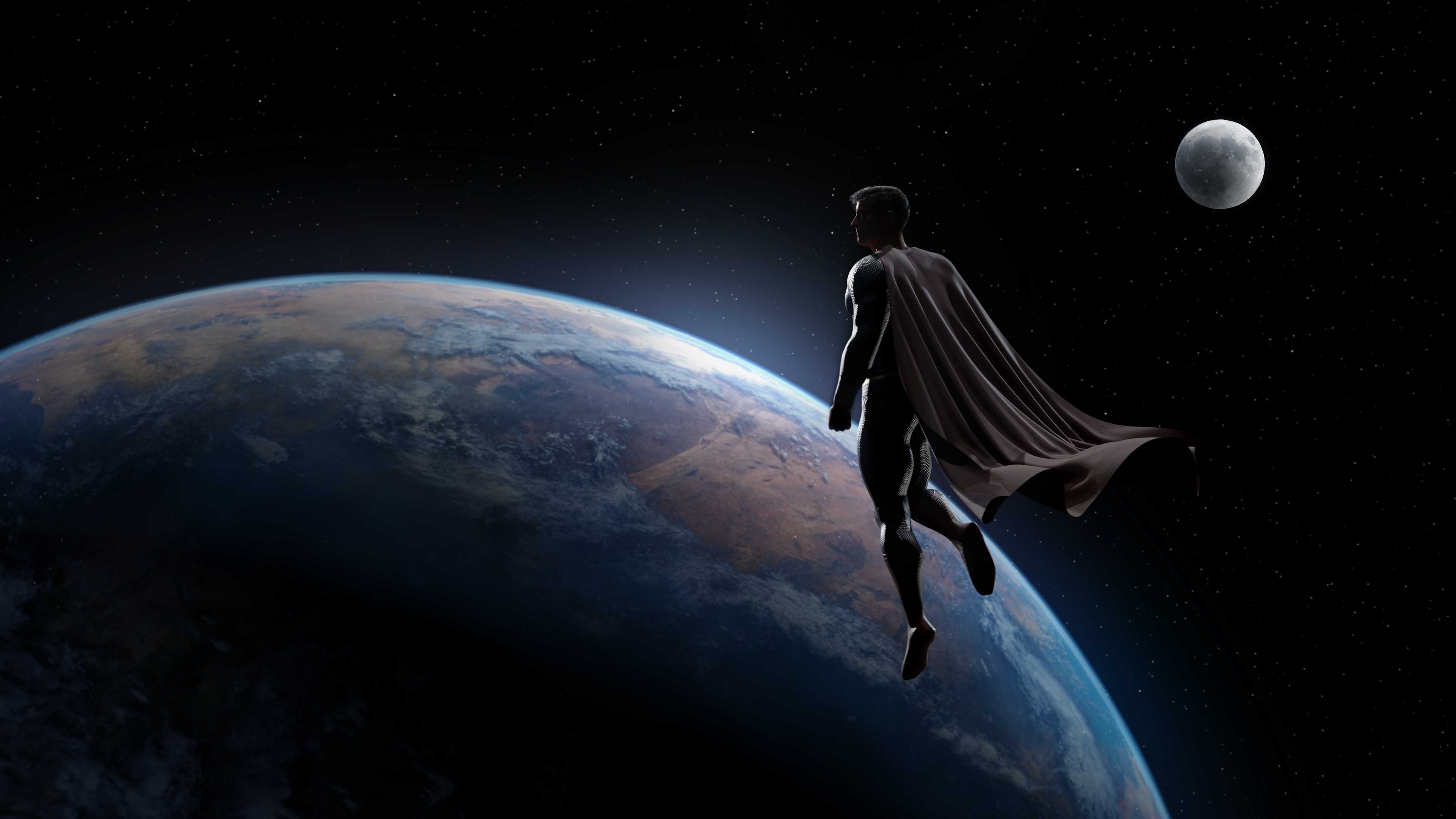 Superman in space 3D render (inspired by ZSJL)