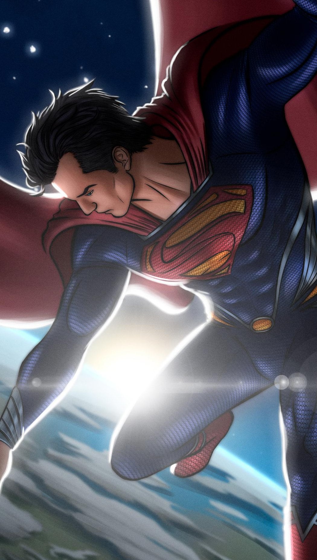 Superman in Space Wallpaper for iPhone and Mobile Phone