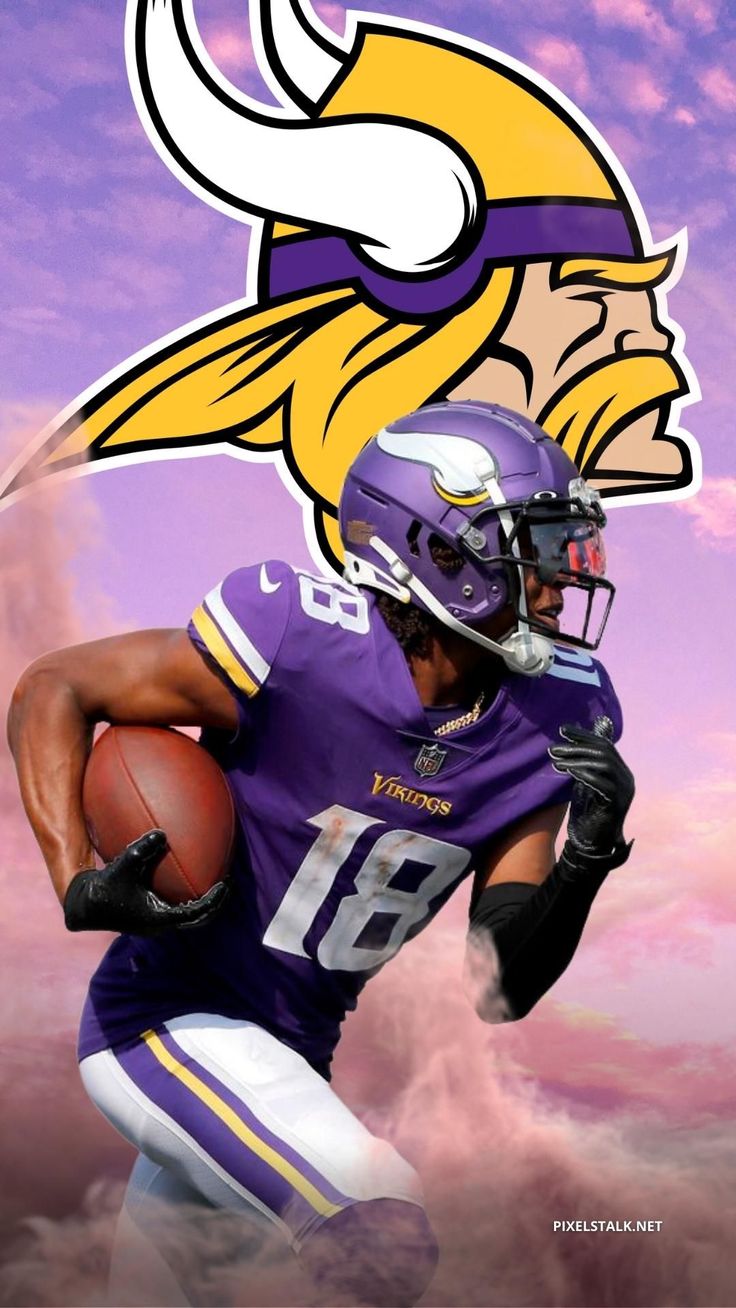 Justin Jefferson Football Wallpaper: Dynamic Gridiron Displays Wallpaper HD