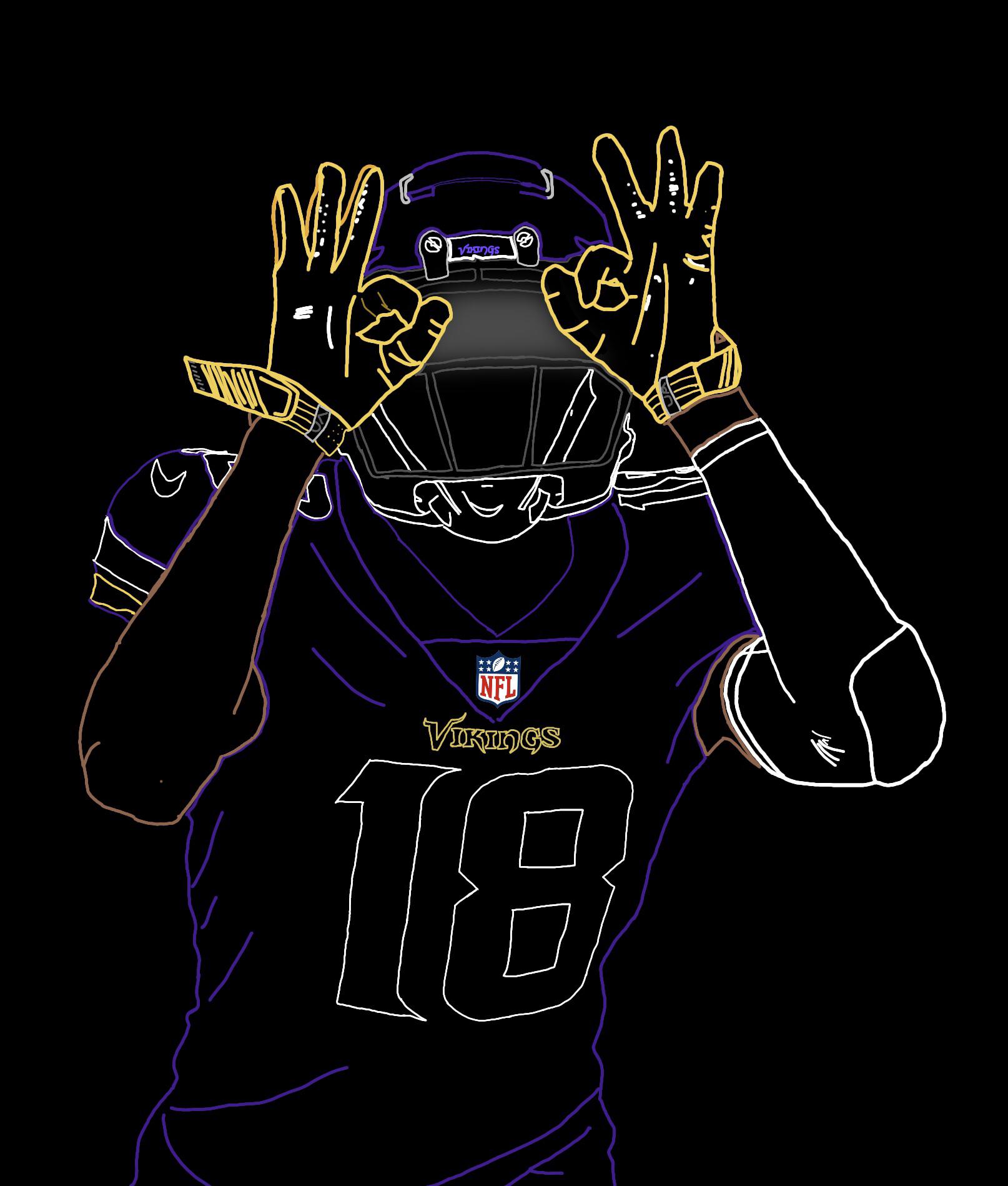 Justin Jefferson Neon Outline