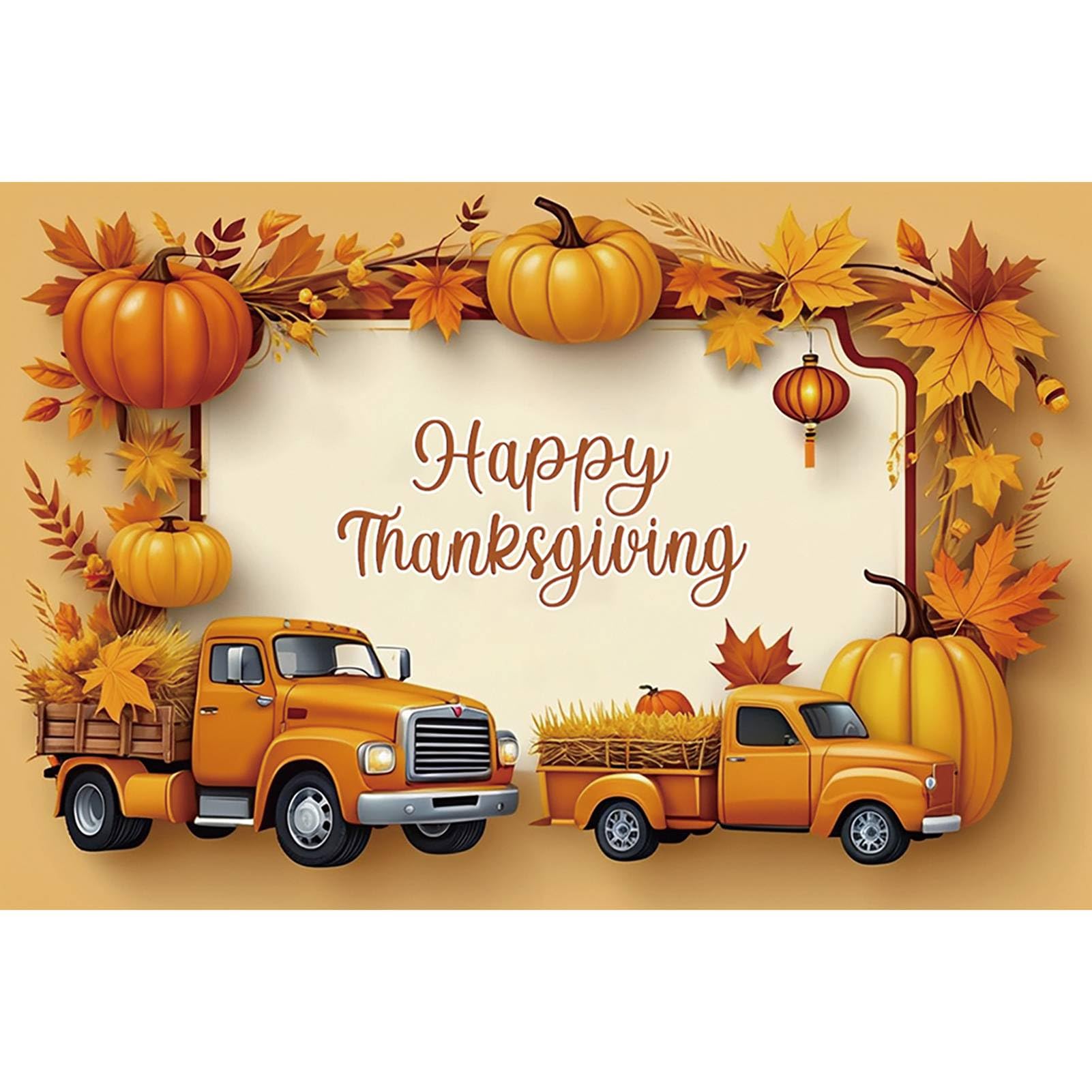 MOONDECO 7x5FT Happy Thanksgiving 2025 Backdrop for Photography Autumn Farm Harvest Party Photo Wallpaper Background Professional Banner Poster Decoration Photocall Shooting Props, מוצרי חשמל