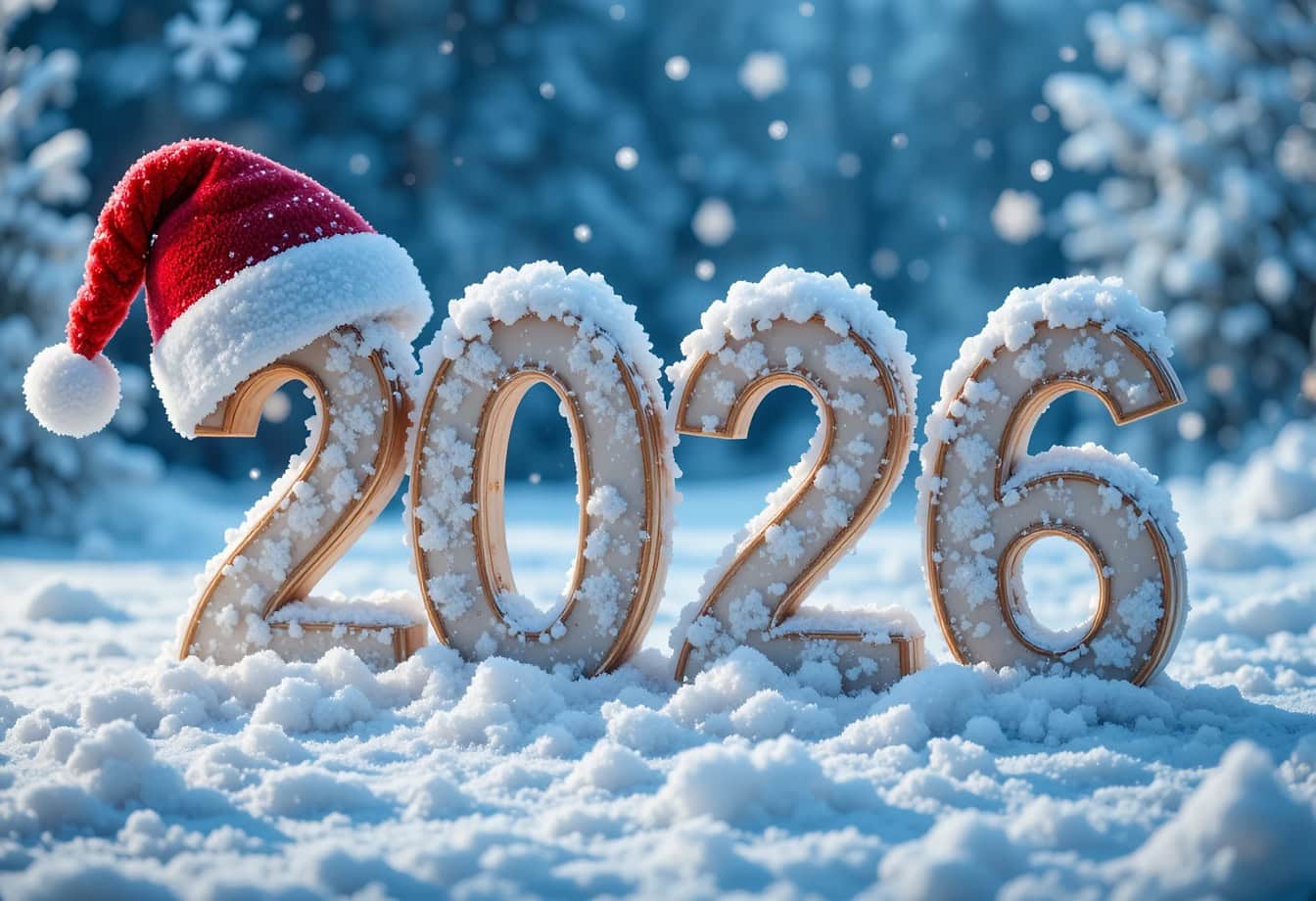 Free picture: Number 2026 with a Christmas cap on it, a design for New Years
