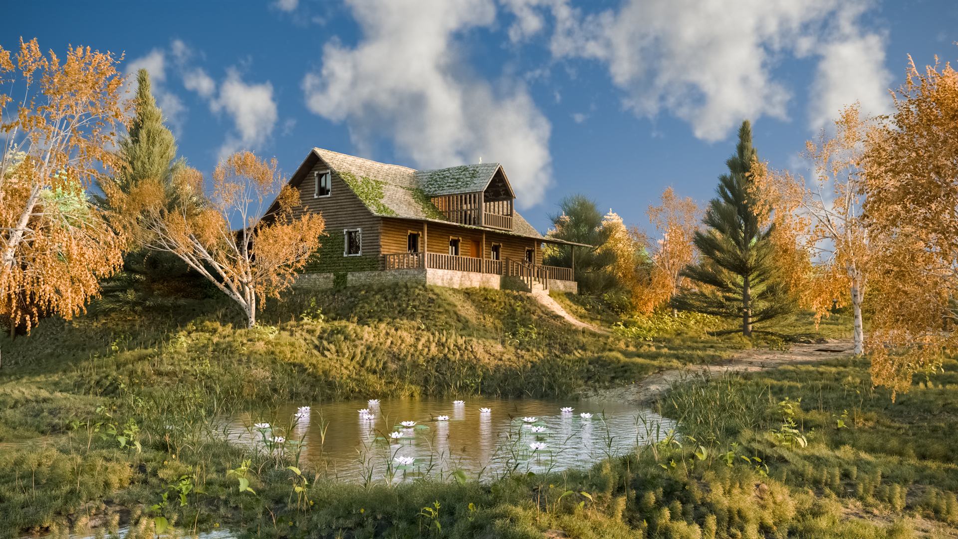 Wooden Cabin in Autumn Forest Projects Artists Community