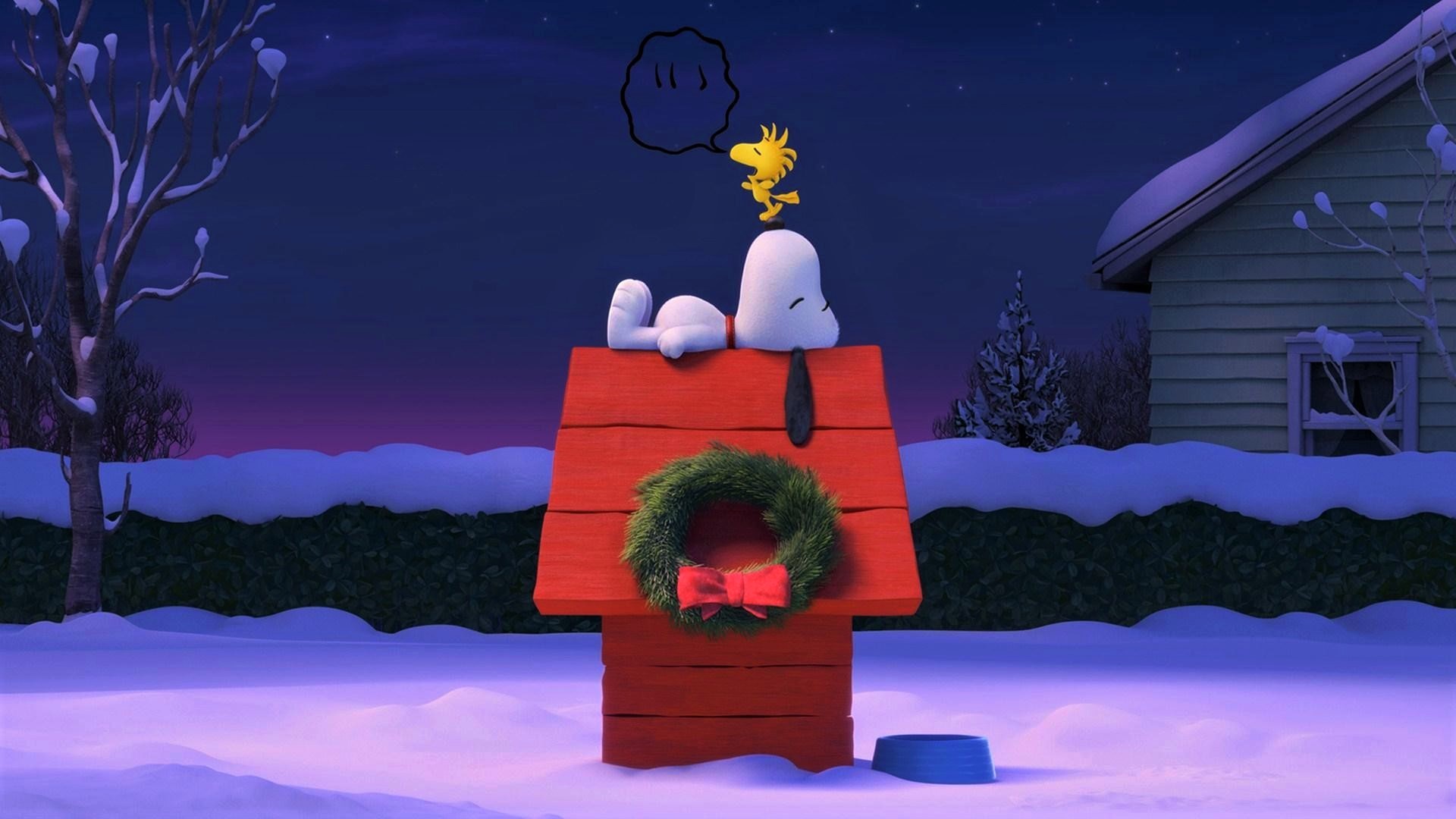 Desktop wallpaper: Snoopy, Christmas, Winter, The Peanuts Movie, Movie, Sleeping, Wreath 4K free download for PC. 875424