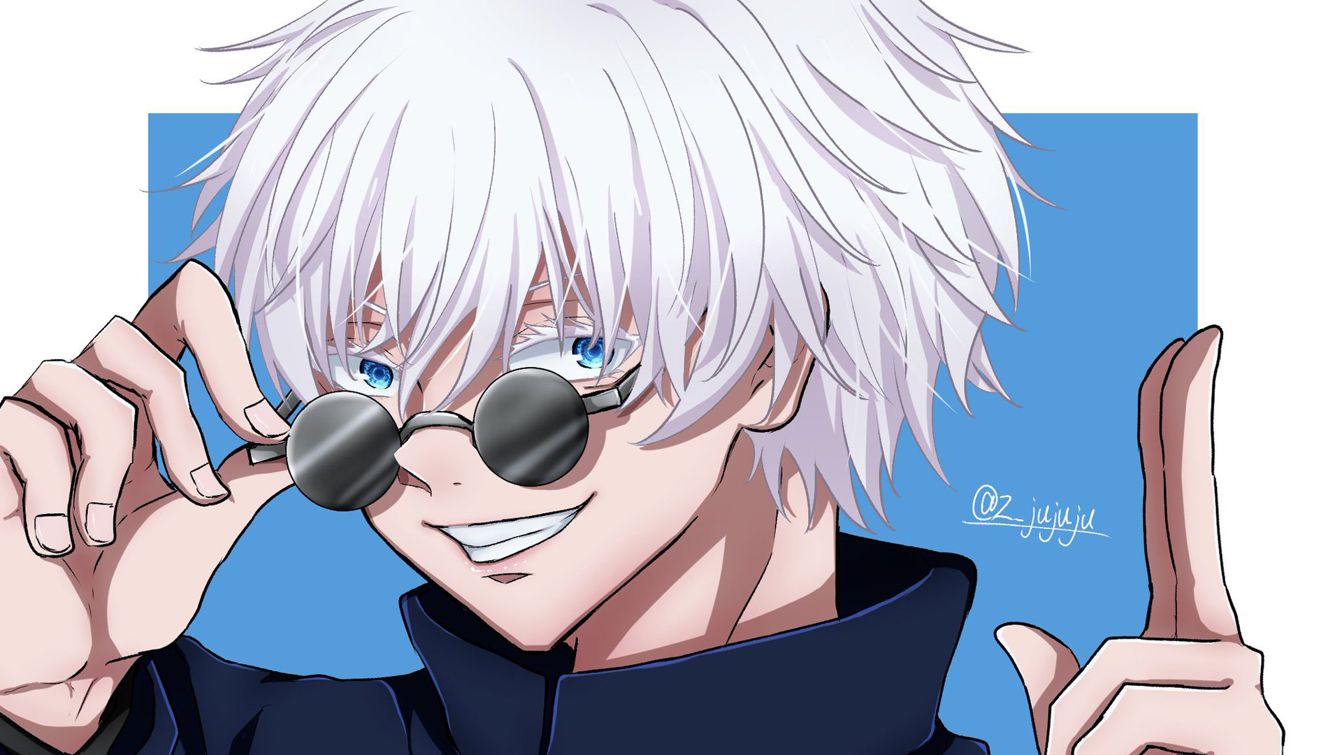 Blue Eyes Boy Glasses Jujutsu Kaisen Satoru Gojo School Uniform White Hair HD Jujutsu Kaisen Wallpaper