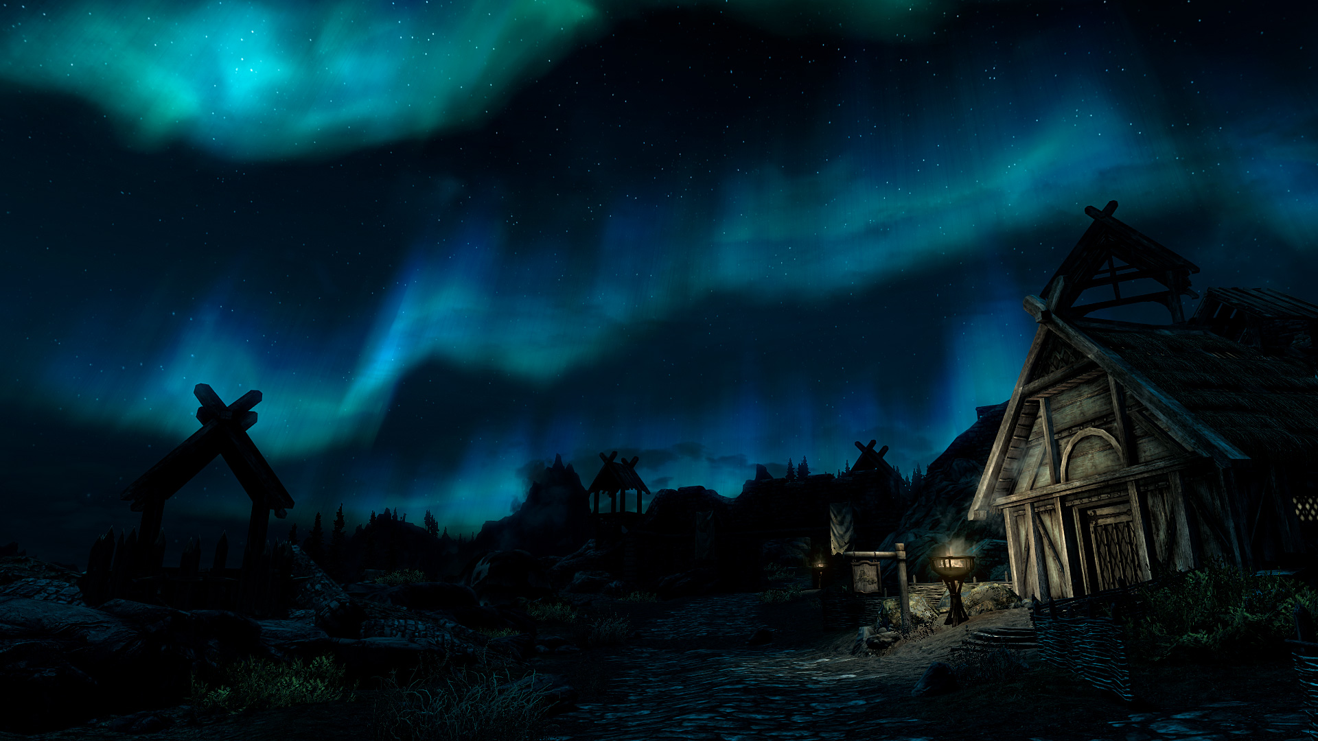 aurora, Borealis, Northern, Lights, Night, Skyrim, Elder, Scrolls, Stars Wallpaper HD / Desktop and Mobile Background