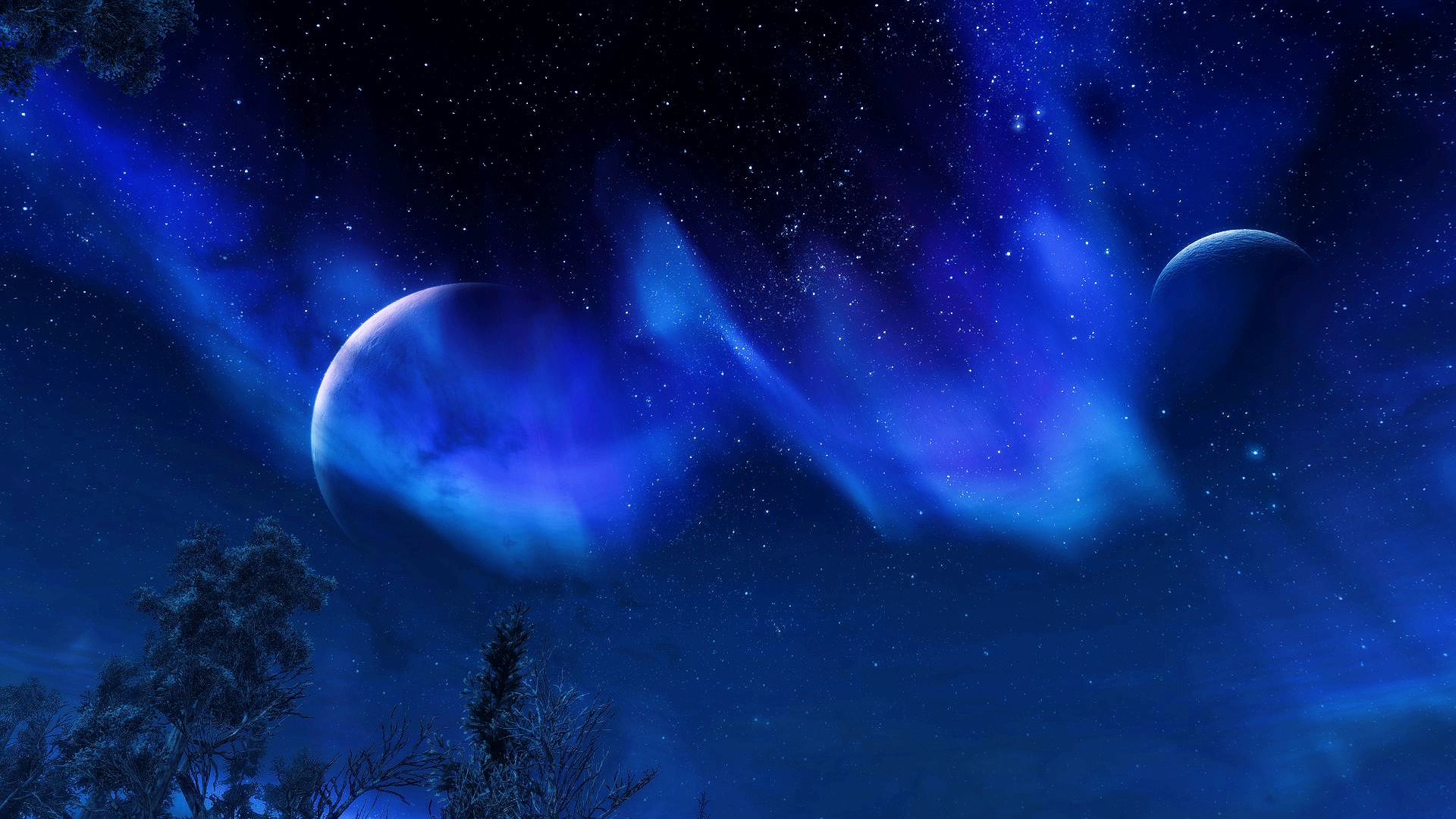 Wallpaper night, starry sky, Skyrim, The Elder Scrolls V for mobile and desktop, section игры, resolution 1920x1080