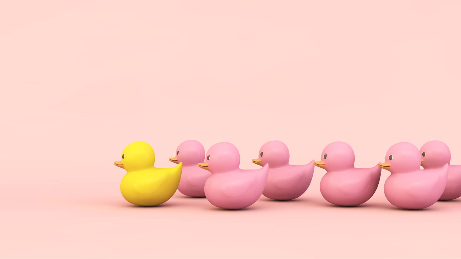 Download Unique Yellow Rubber Duck Leading Pink Wallpaper