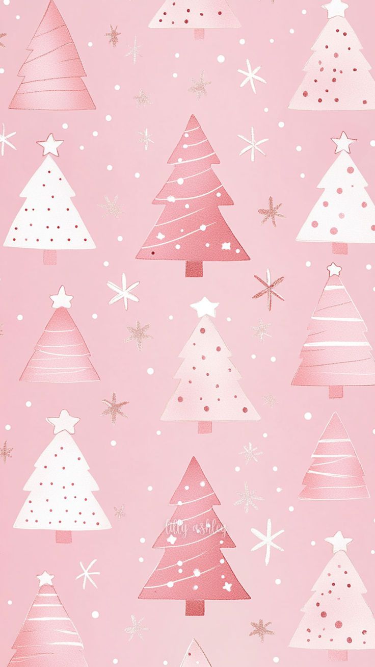 Festive Pink Christmas Wallpaper. Free Cute Holiday Phone Background