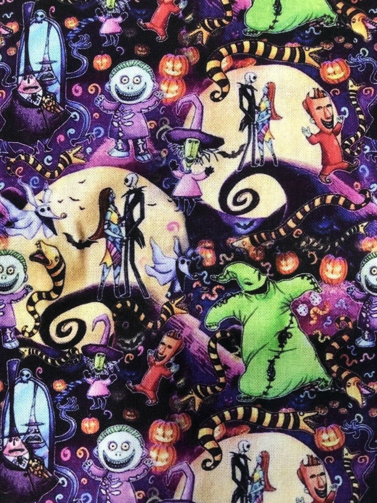 18x10” Nightmare Before Christmas Fabric 100% Cotton Fabric Disney Oogie Boogie NBC Sally Jack Skellington Halloween Fabric Zero
