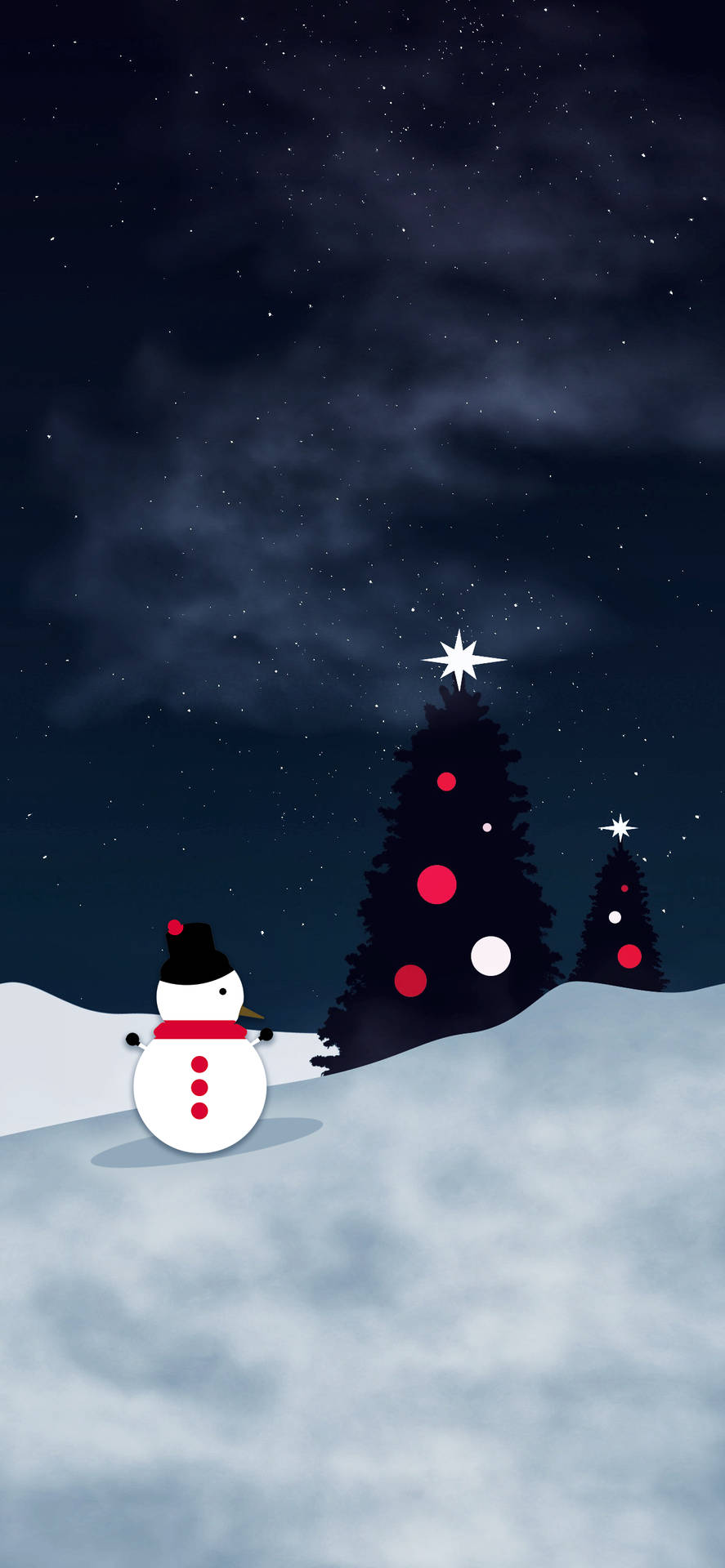 Download Snowman Black Pine Tree Christmas IPhone Wallpaper