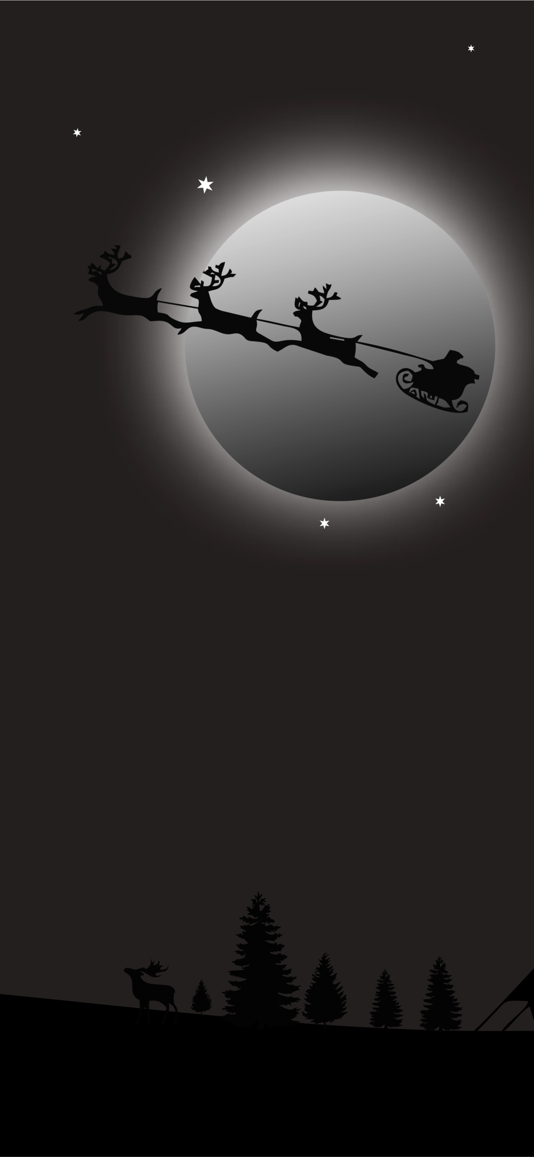 Download Reindeer Night Santa Moon Sleigh Holiday Christmas Phone Wallpaper