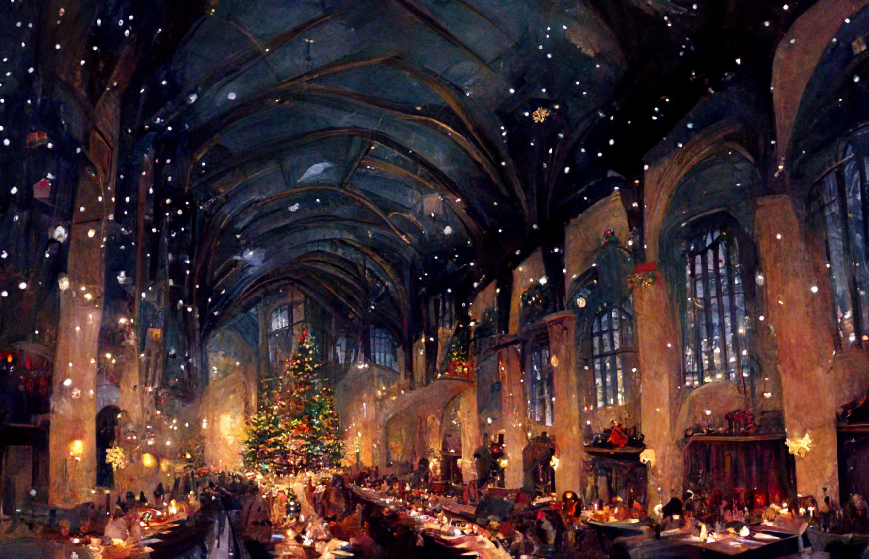 Wallpaper Great Hall Christmas Harry Potter Christmas In The Great Hall Mary GrandPre SIGNED Giclee On