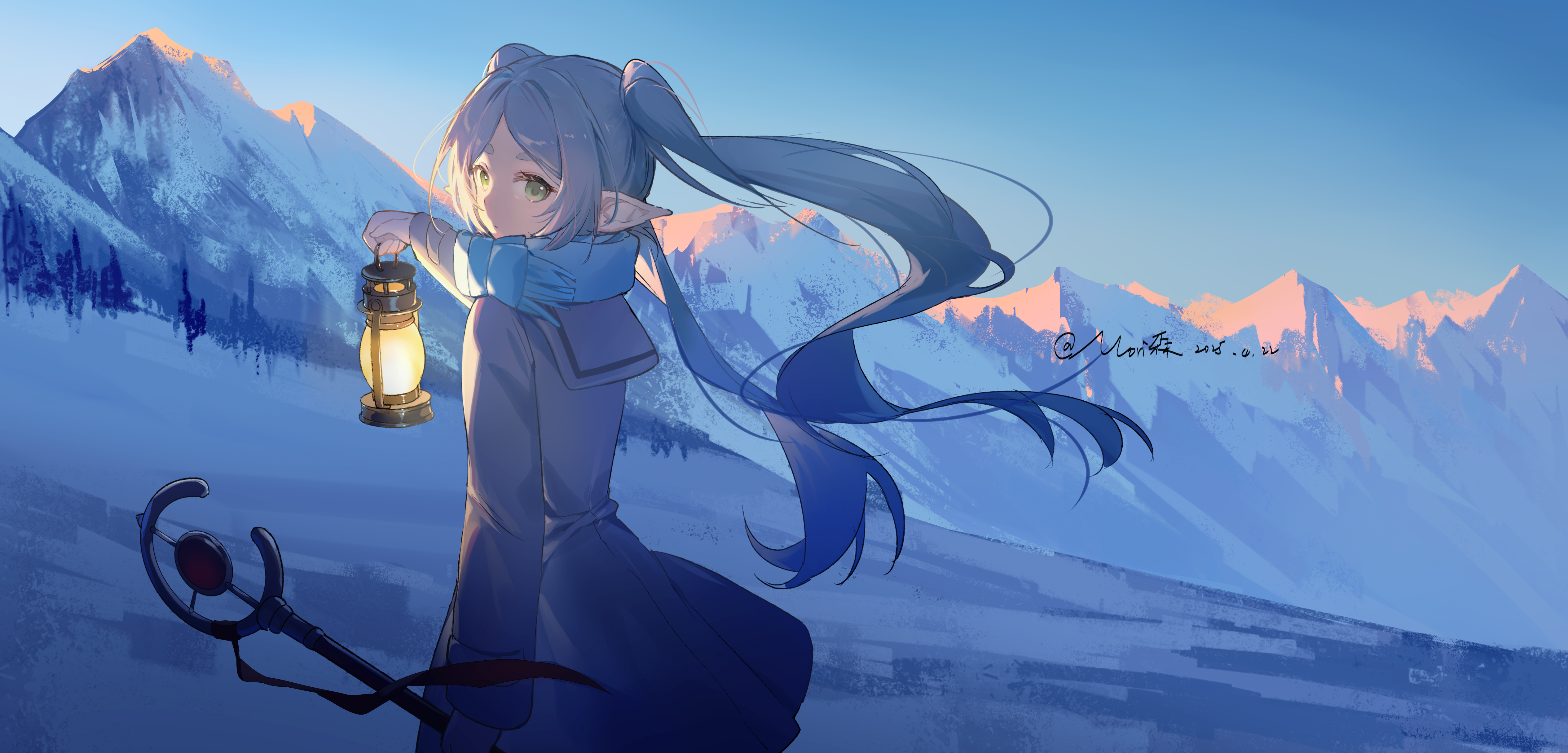 Frieren Winter Mountain Anime Wallpaper