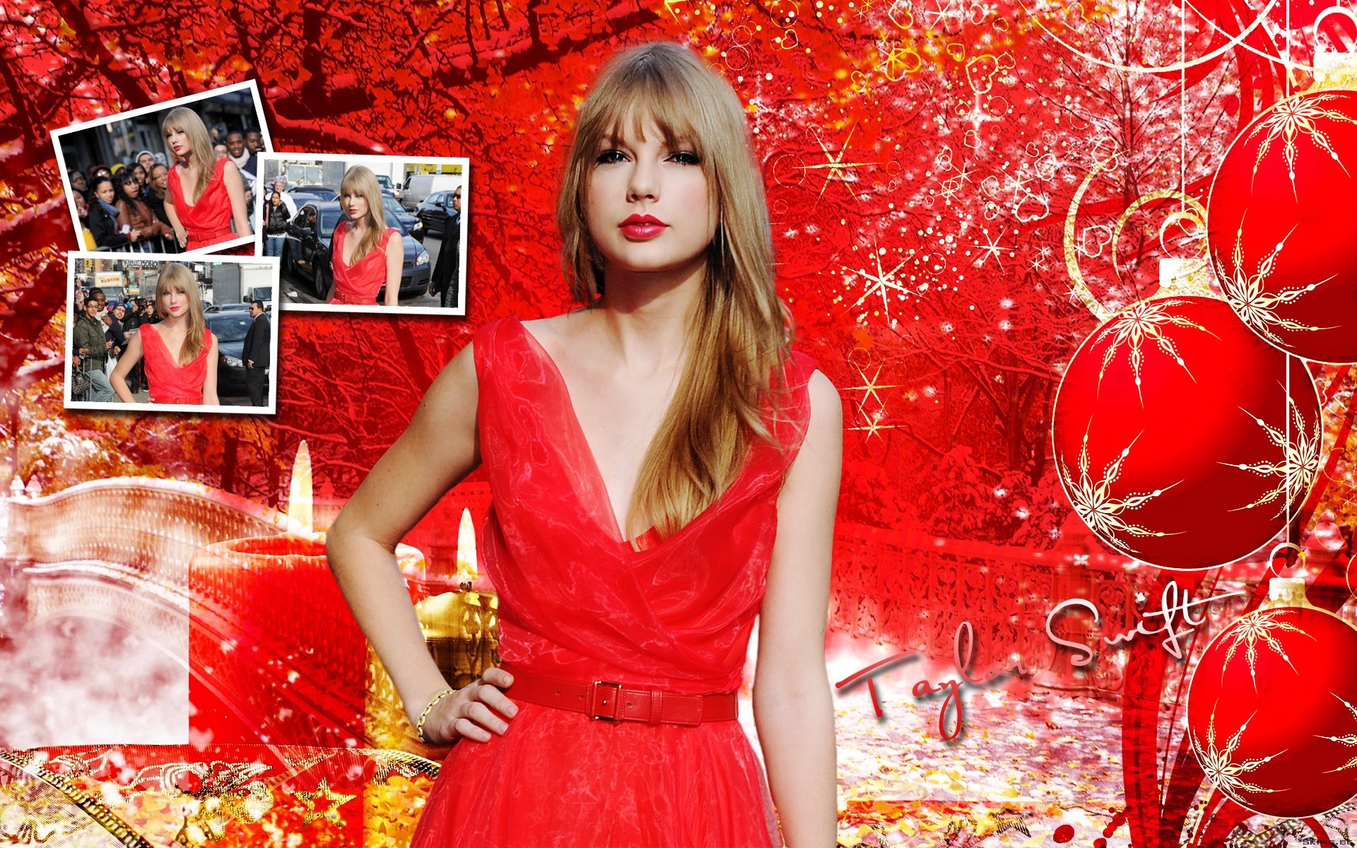 Taylor Swift Music Magic: Stunning HD Wallpaper in Fiery Red