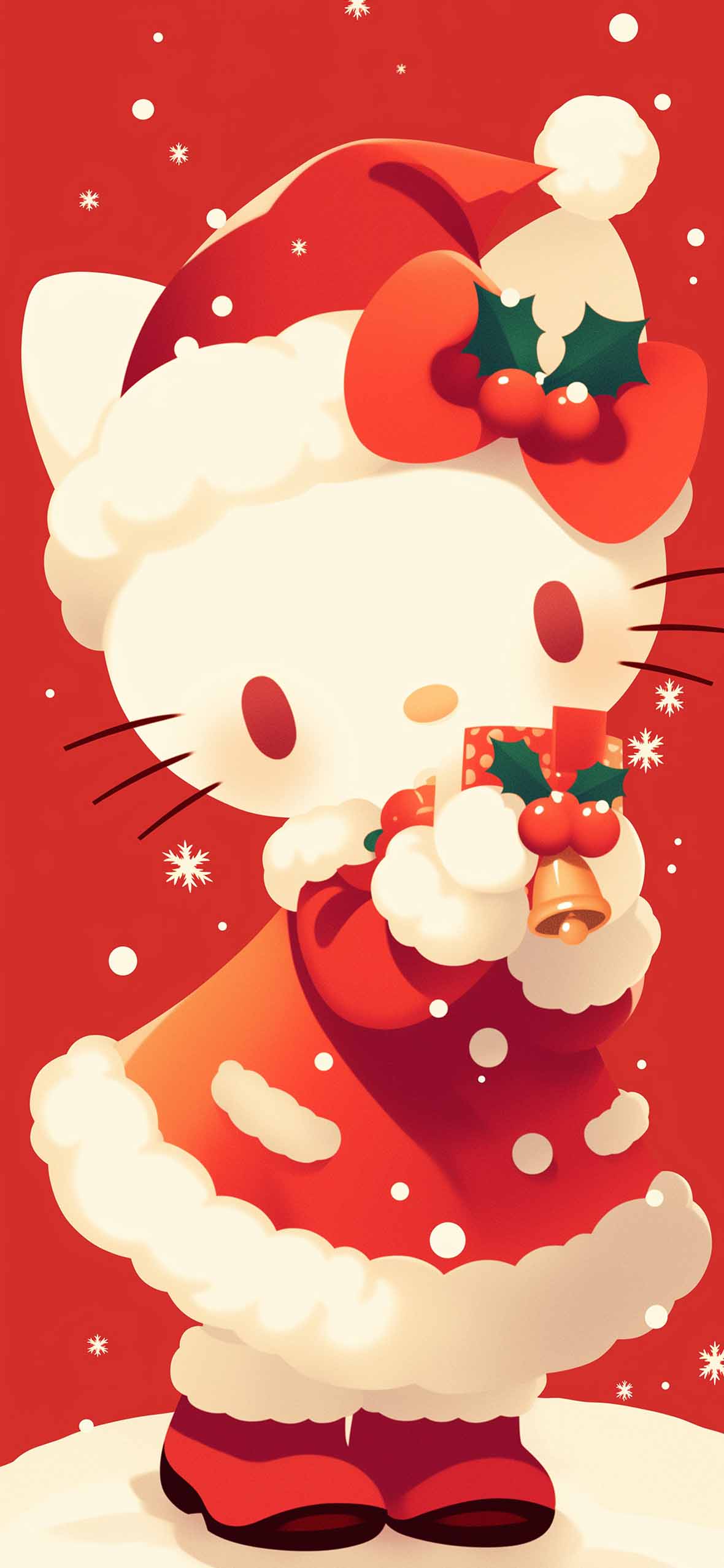 Adorable Hello Kitty Christmas Red Wallpaper