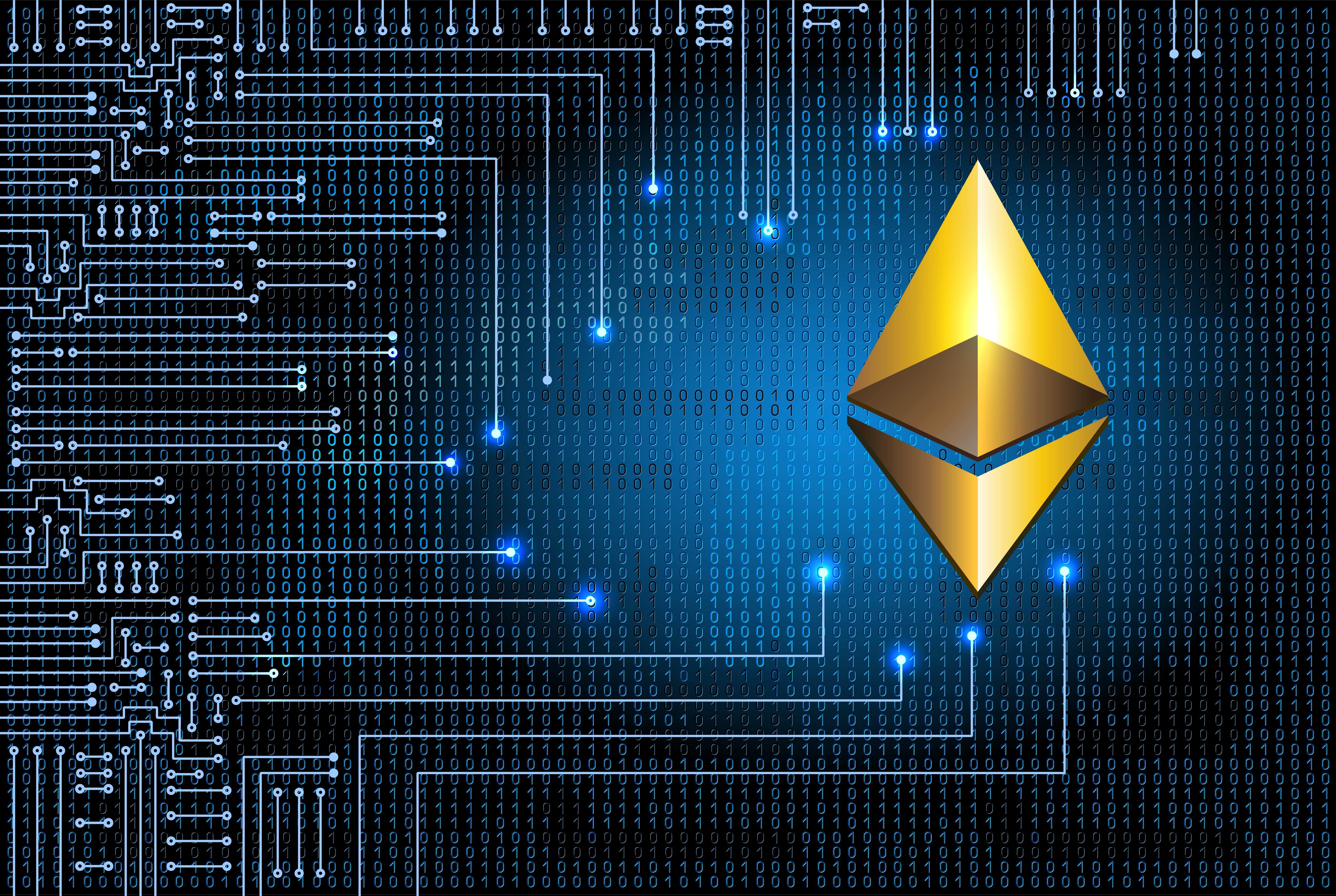 Wallpaper blue, logo, logo, eth, ethereum, Efir for mobile and desktop, section минимализм, resolution 5000x3353