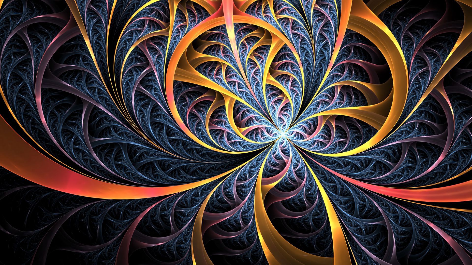 Download wallpaper 1920x1080 fractal, lines, tangled, colorful, abstraction full hd, hdtv, fhd, 1080p HD background