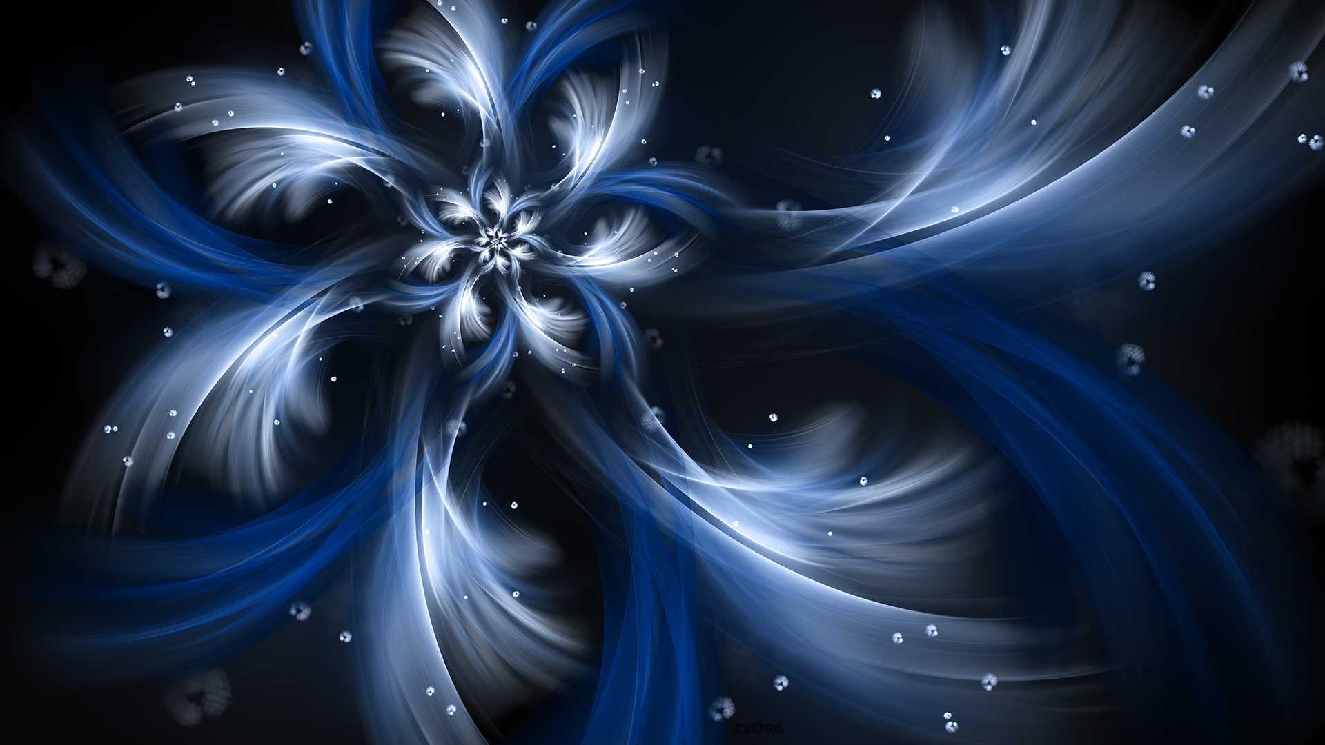 Blue and White Abstract Fractal HD Wallpaper