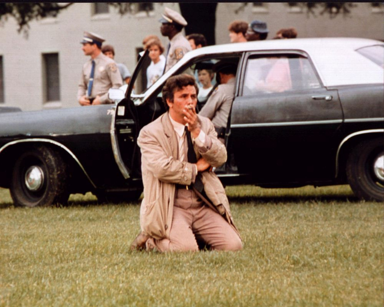 Peter Falk Kneeling In Grass In Columbo Photo Print (8 x 10)
