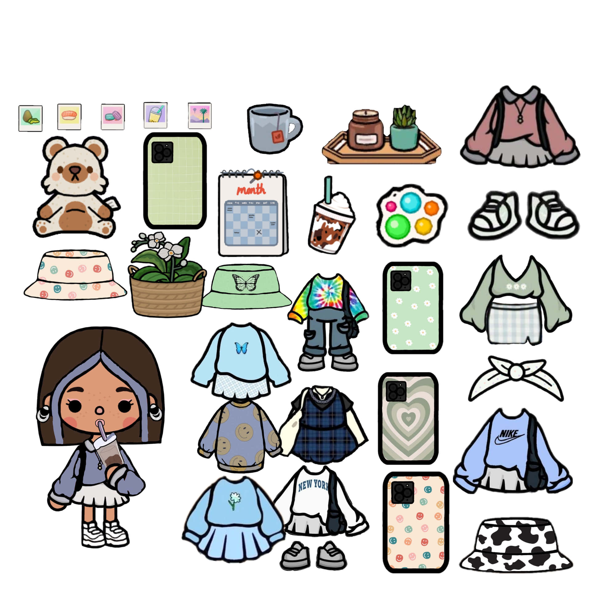 Download Toca Boca Character Fashionand Accessories Wallpaper