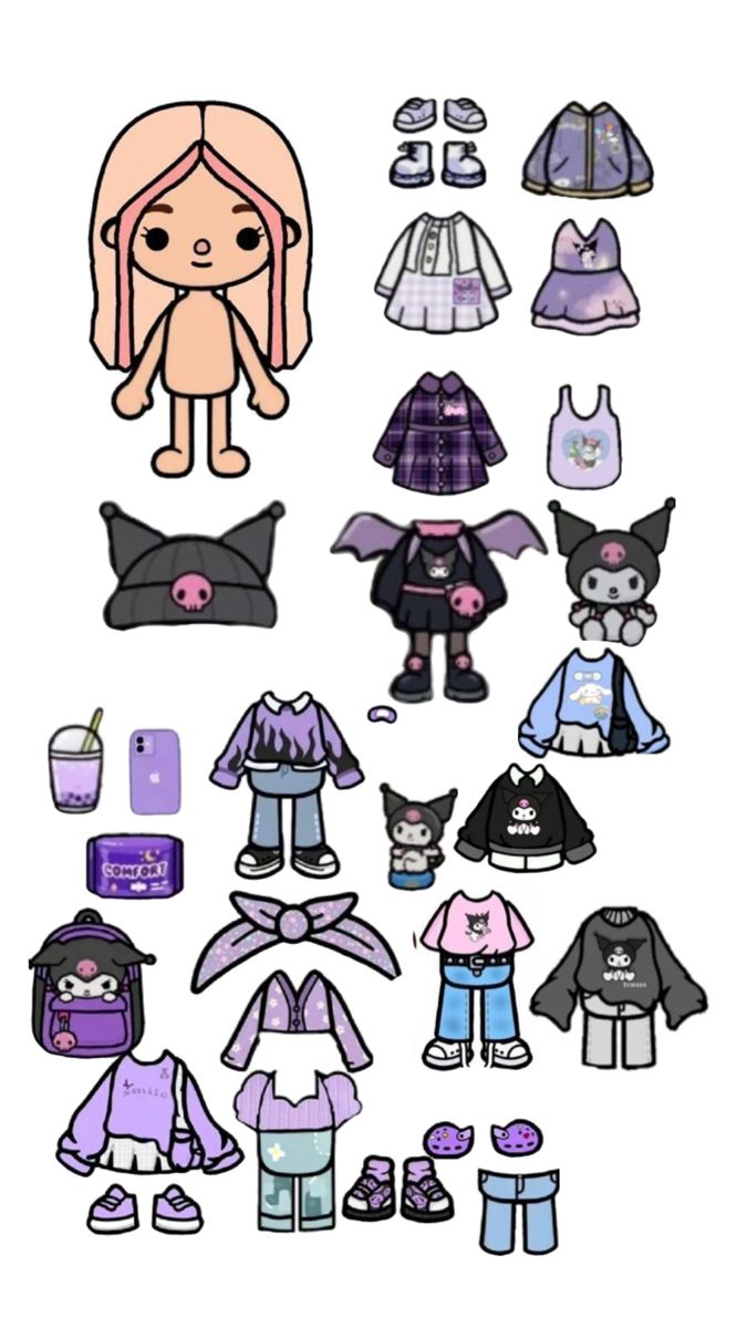 Kuromi toca boca. Hello kitty colouring pages, Paper dolls, Hello kitty