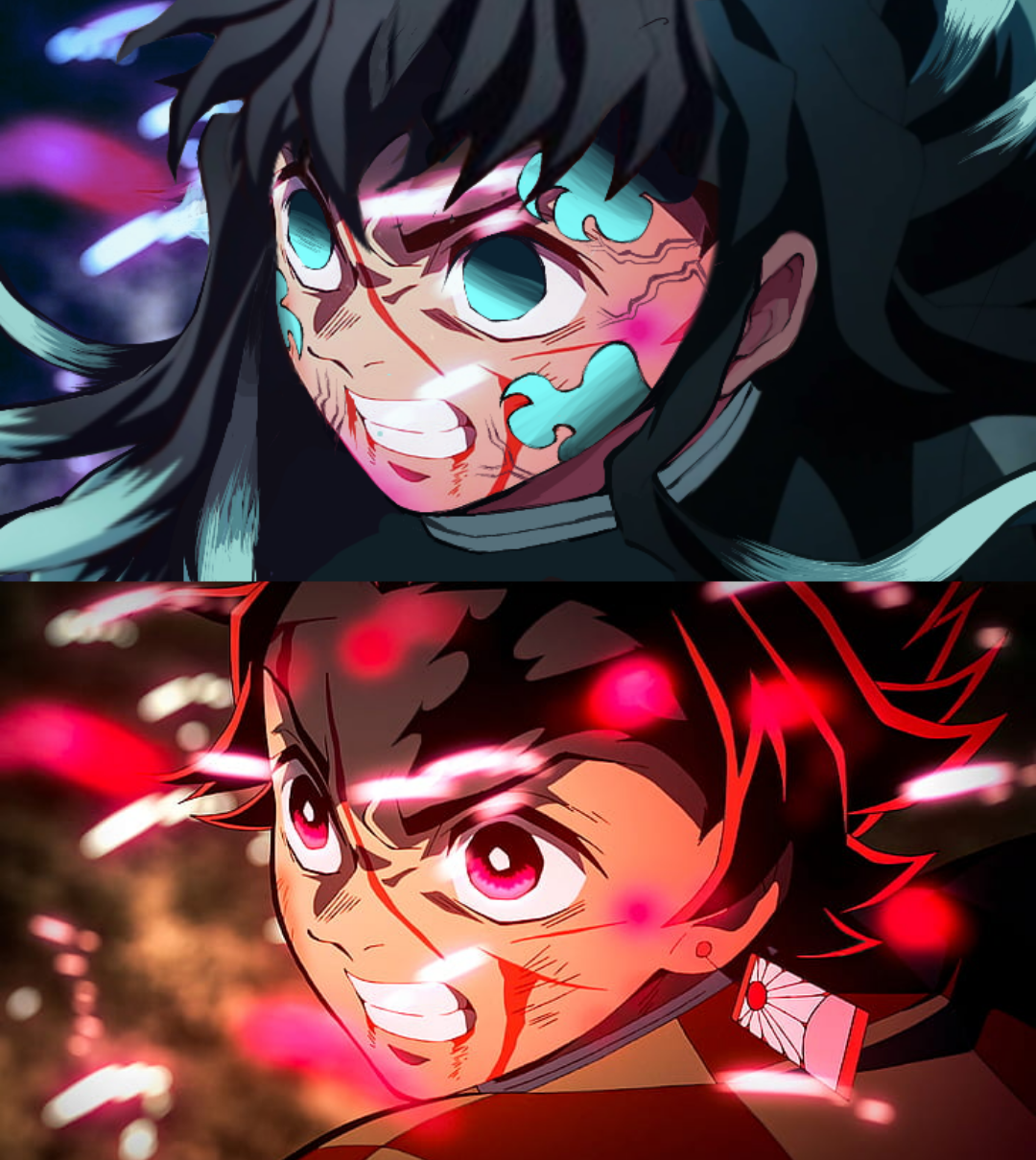 I Tried To Redraw Edit Tanjiro From S1 EP19 Into Muichiro Getting His Mark Because The Face Expression Reminded Me Of This Panel From The Manga!