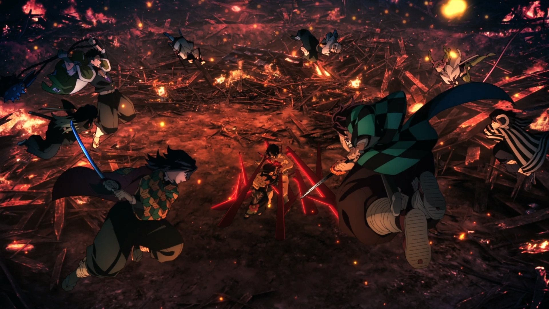 Demon Slayer HD: Tanjiro, Giyu & Muichiro Unite in Fiery Battle