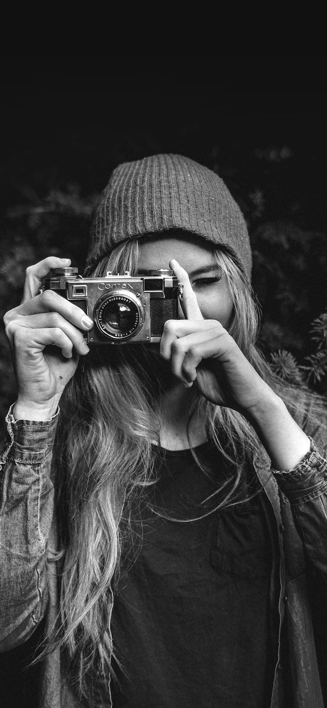 iPhone X wallpaper. photo taking girl dark cute bw