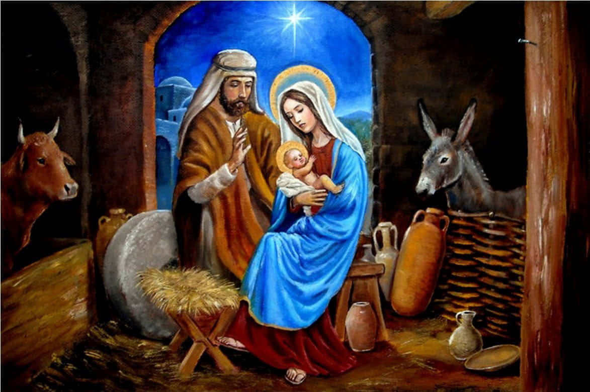Download Celebrating Jesus' Birth at Christmas Wallpaper