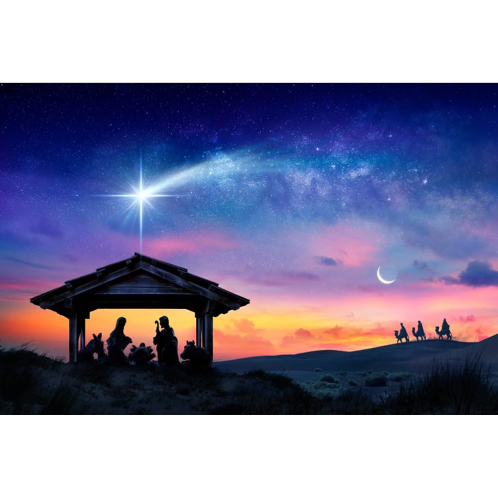 Amazon.com, Christmas Nativity Backdrop 10x8ft Nativity Scene Backdrops for School Play Decor Holy Christmas Backdrop Jesus Christian Banner Birth of Jesus Background Star of Bethlehem Photo