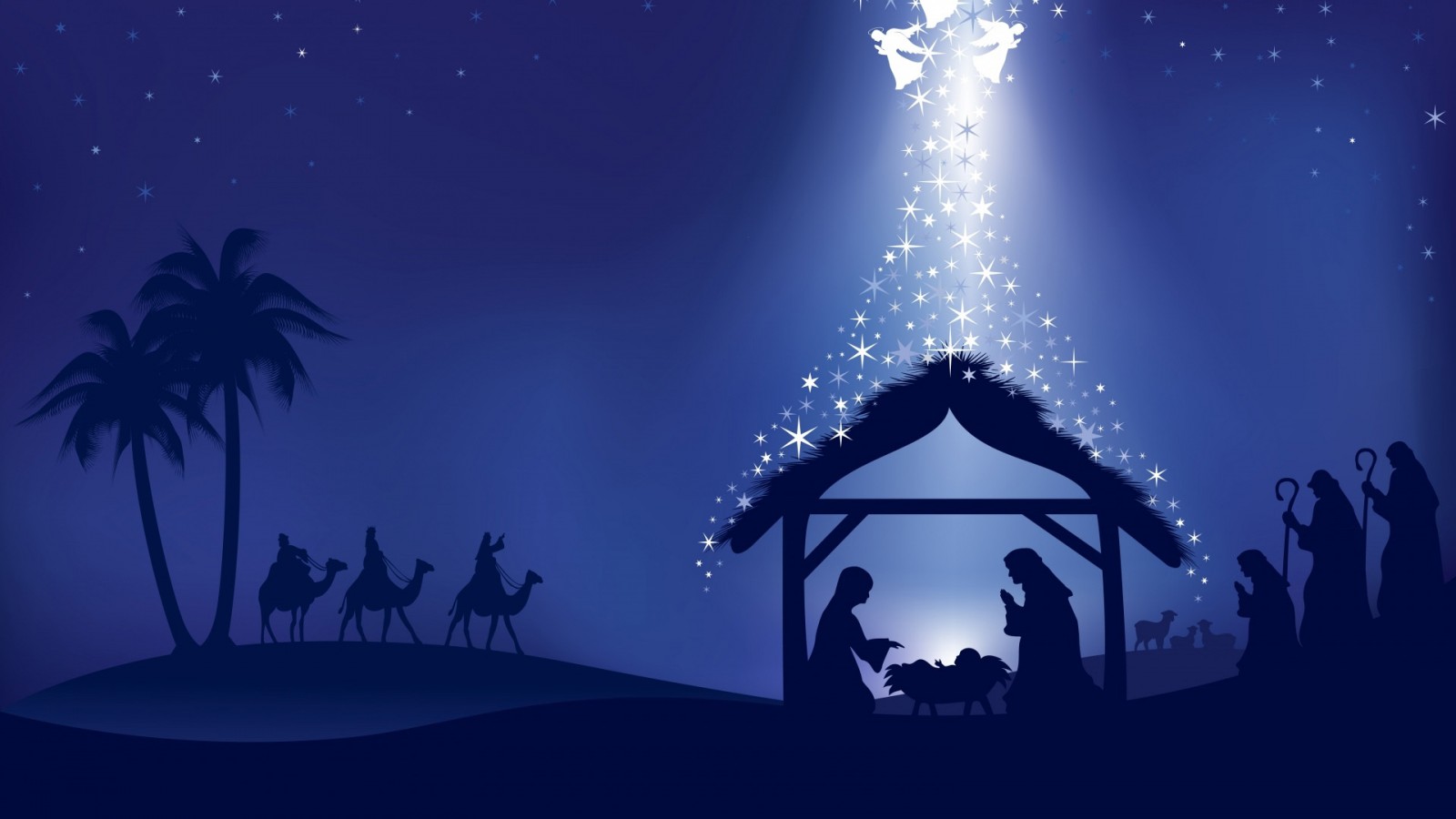 Jesus Birth And Glittering Star With Angels HD Jesus Wallpaper