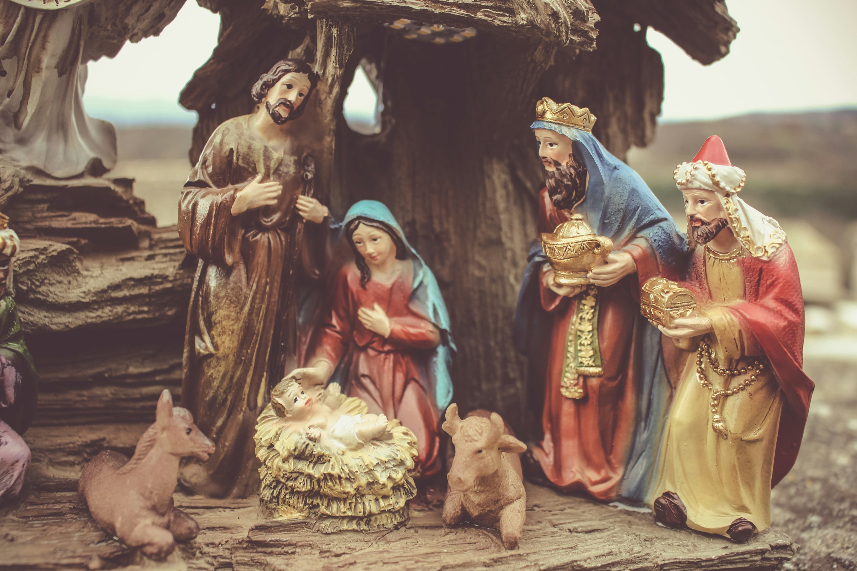 Mother Mary gave birth of Jesus Christ The Manger figurine photo
